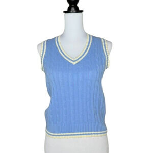 John Galt/Brandy Melville Women's OS Knit Sweater Vest Oxford Preppy Academia